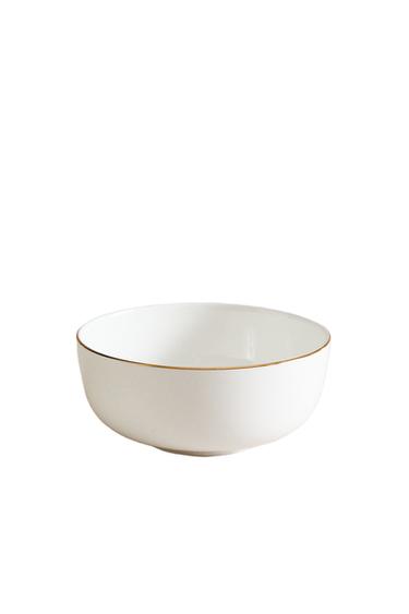RIMMED BONE CHINA BOWL - Gold by Zara