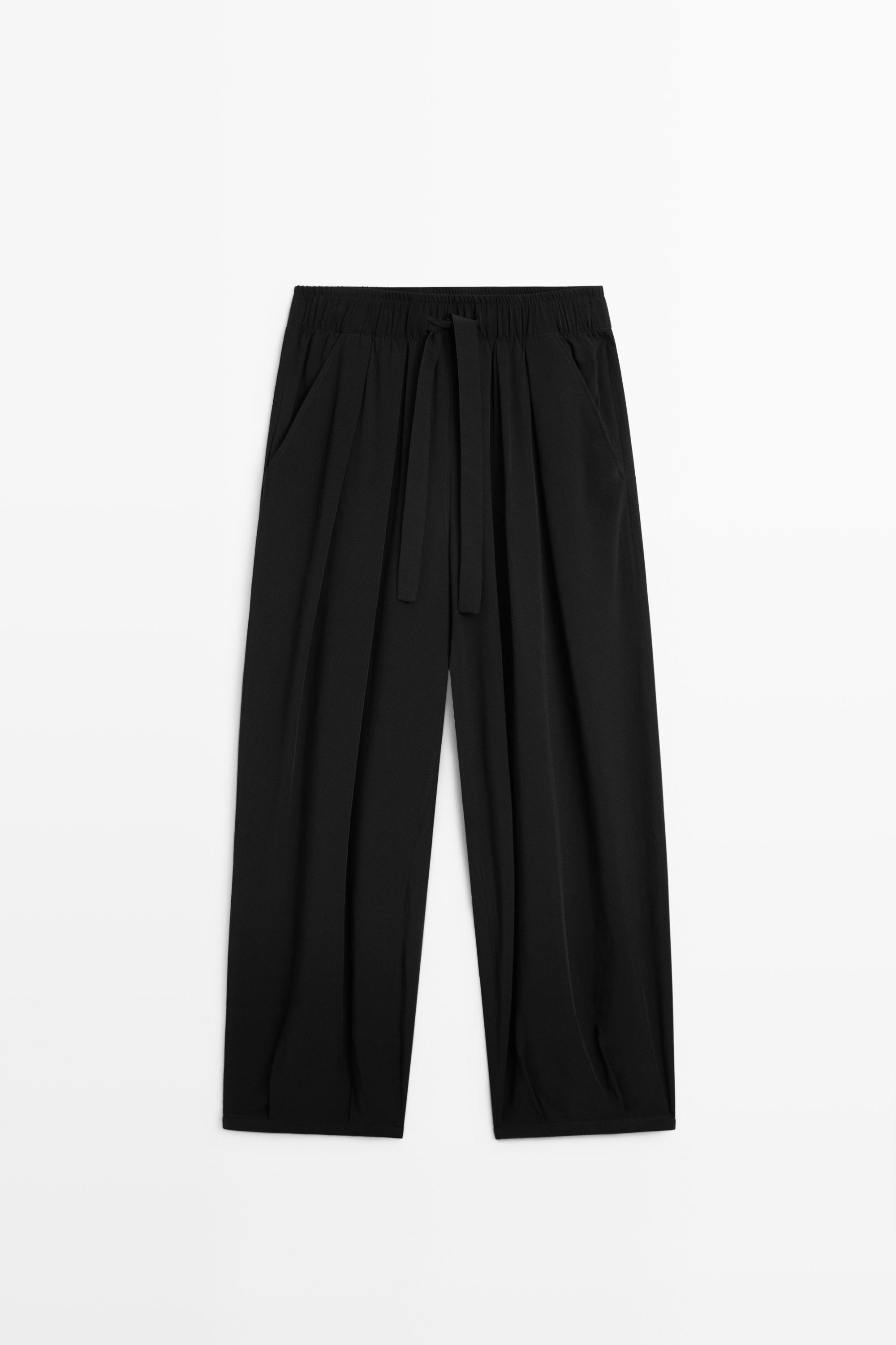 Flowing pants with tie-waist