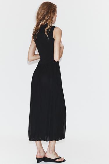 VESTIDO LARGO COMBINADO TUL - Negro de Zara