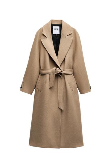 LONGLINE BELTED WOOL BLEND COAT