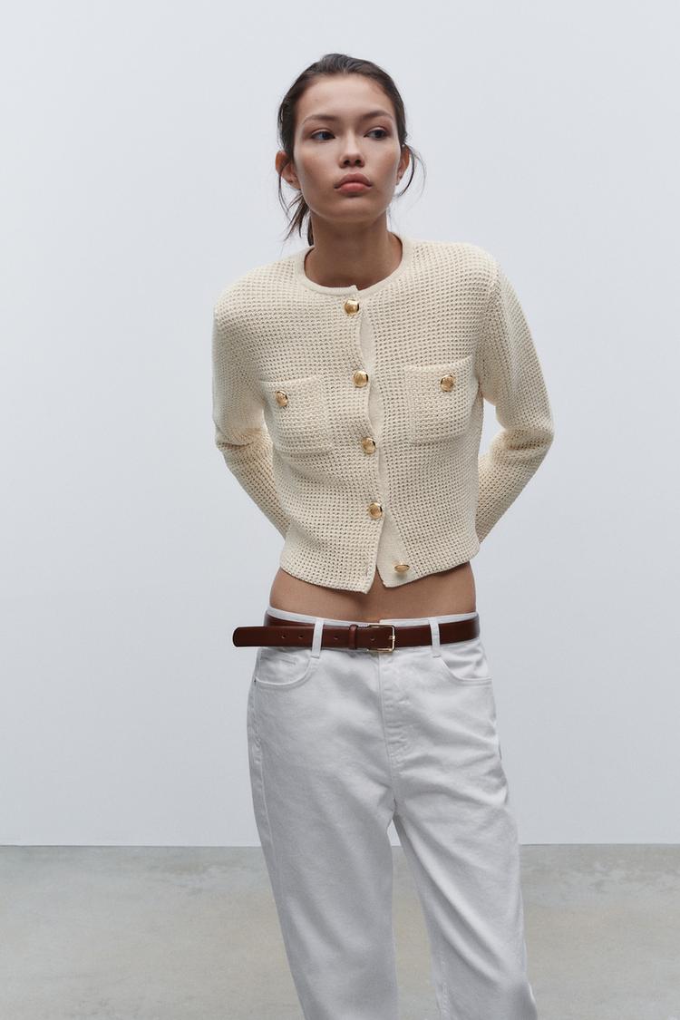 KNIT CARDIGAN WITH GOLDEN BUTTONS