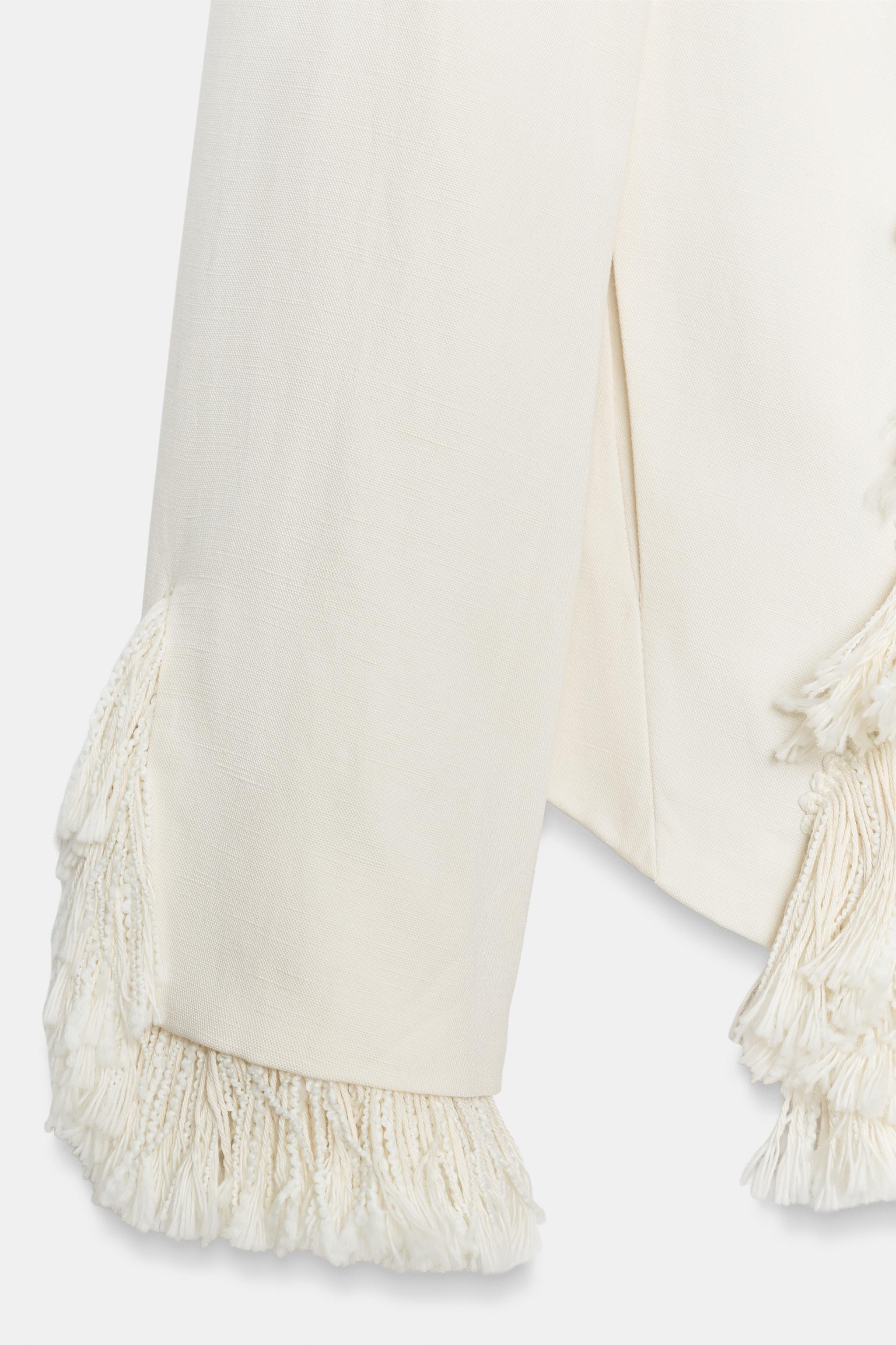 Женские куртки Zara LINEN BLEND FRINGE JACKET ZW COLLECTION — фото 8