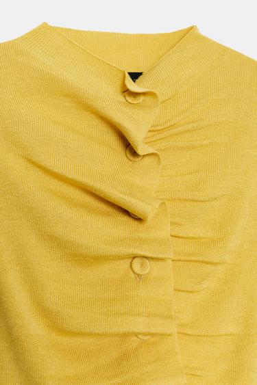 DRAPED KNIT CARDIGAN - Mustard by Zara - Image 5