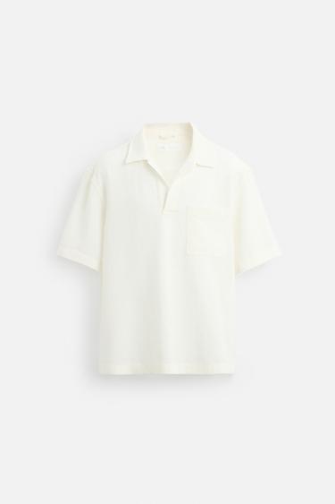 CAMISA POLO JACQUARD - Blanco roto de Zara