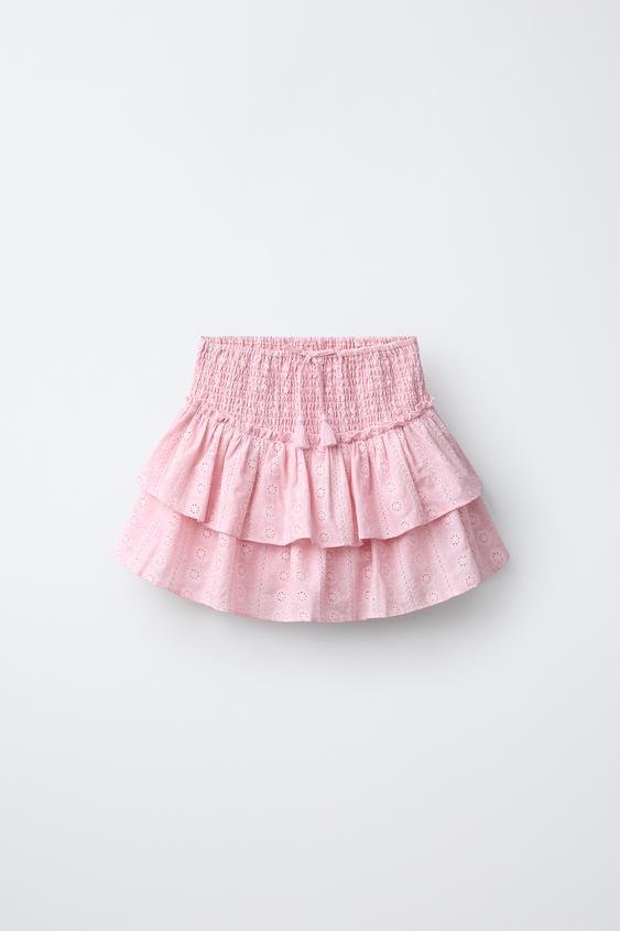 SAIA COM BABADOS SCHIFFLY - Rosa da Zara - Imagem 0
