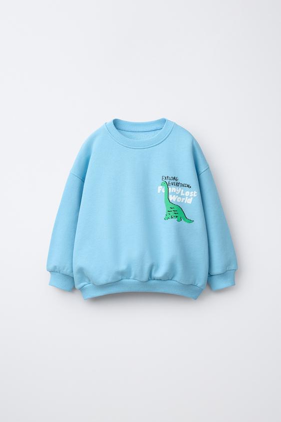 SUDADERA ESTAMPADO DINOSAURIO - Azul medio de Zara - Imagen 0