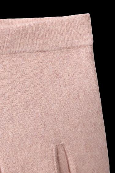 Zara PLEATED KNIT SKIRT - Pale pink