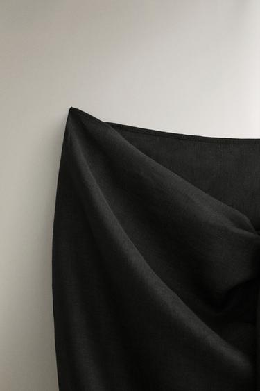 SHORT LINEN BLEND BEACH SARONG WITH KNOT - Black by Zara - Image 2