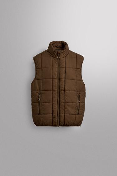 TECHNICAL PUFFER GILET - Brown by Zara