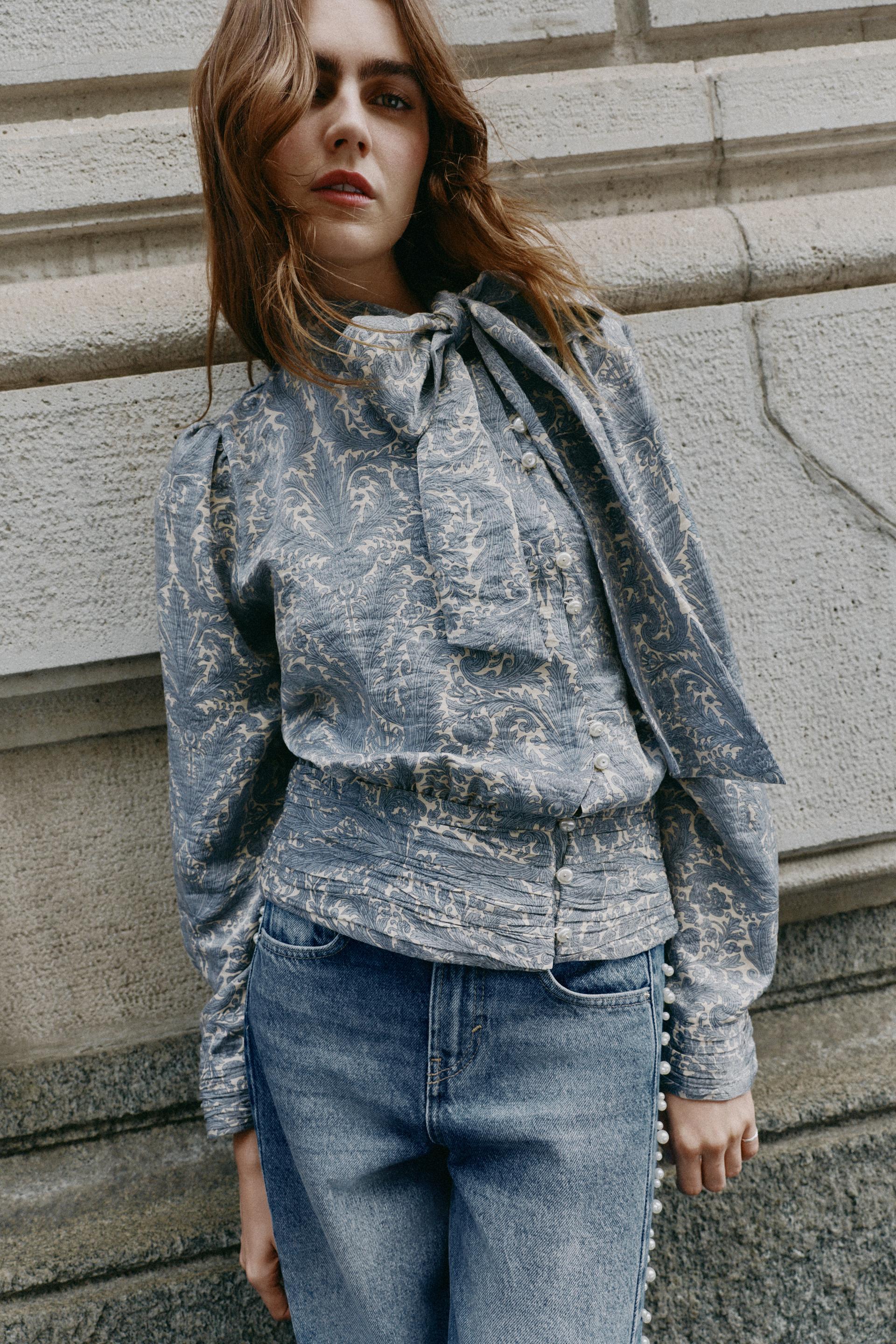PRINTED TIE BLOUSE thumbnail 2