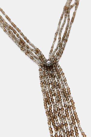 LOT DE 2 COLLIERS RAS DU COU AVEC BIJOUX ET FANTAISIE - Gris de Zara - Image 3