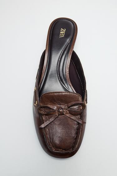 ZAPATO NÁUTICO DESTALONADO PIEL - Tostado oscuro de Zara