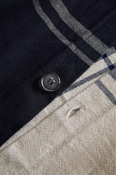 REVERSIBLE CHECKED COTTON DUVET COVER - Blue by Zara