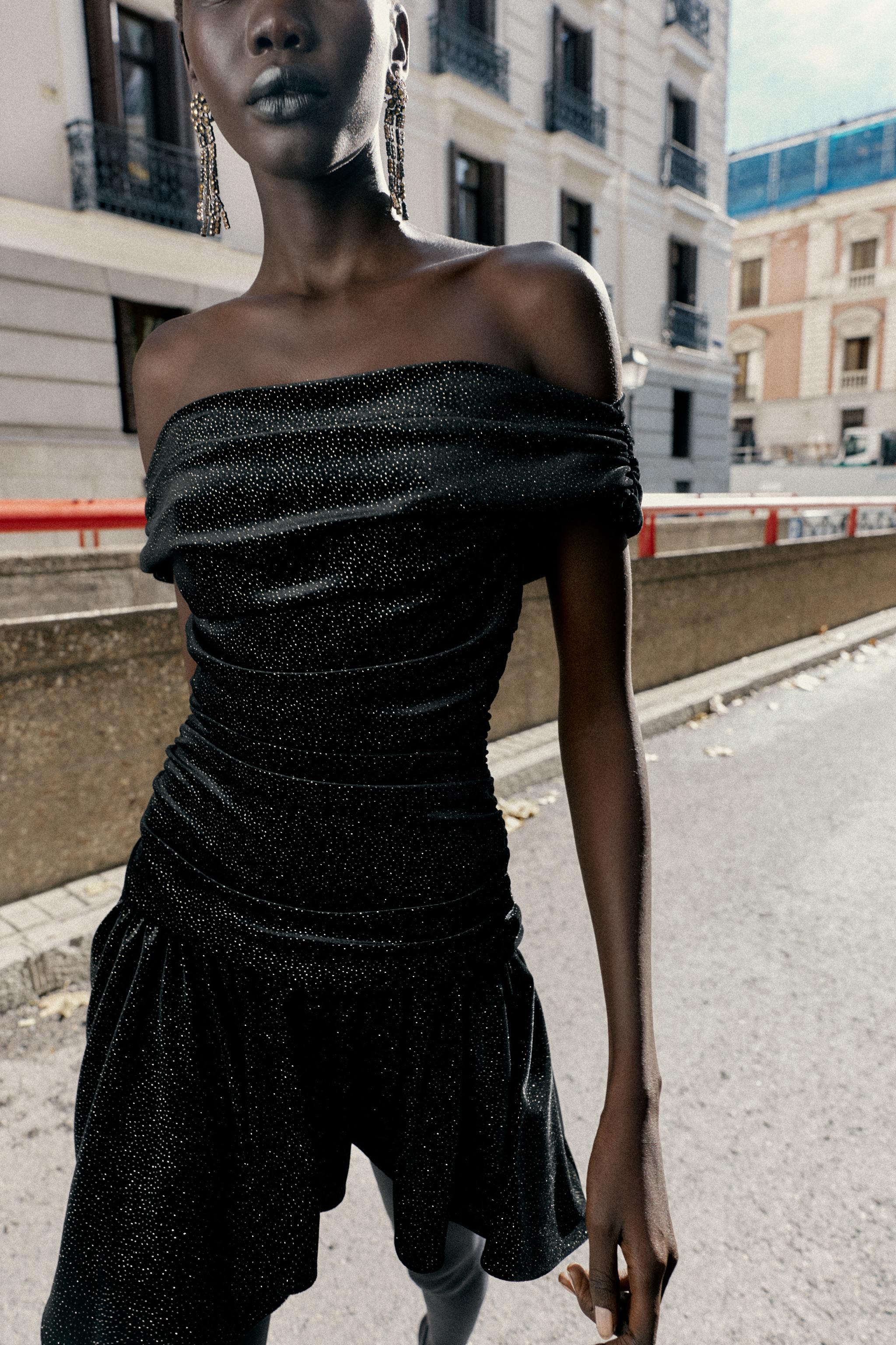 SPARKLY VELVET MINI DRESS