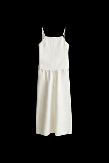 LINEN TOP WITH THIN STRAPS - Ecru by Zara