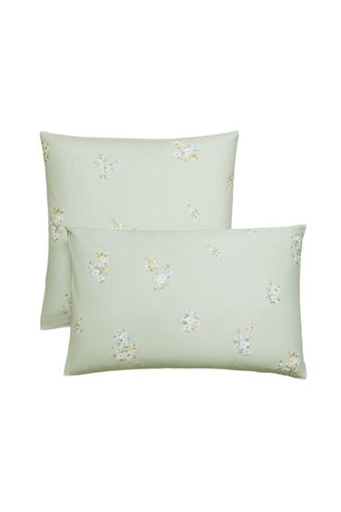 SATEEN WILD FLOWER PILLOWCASE - Green by Zara