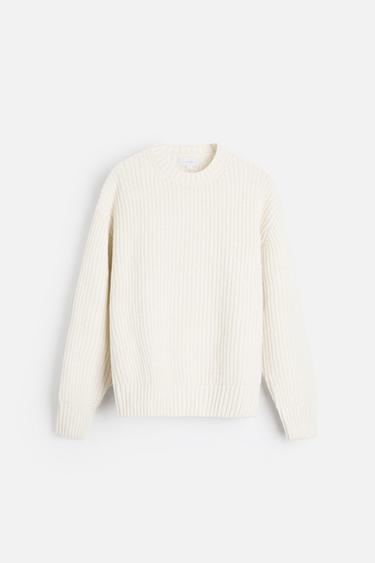WOOL - COTTON TEXTURED SWEATER - Oyster-white by Zara