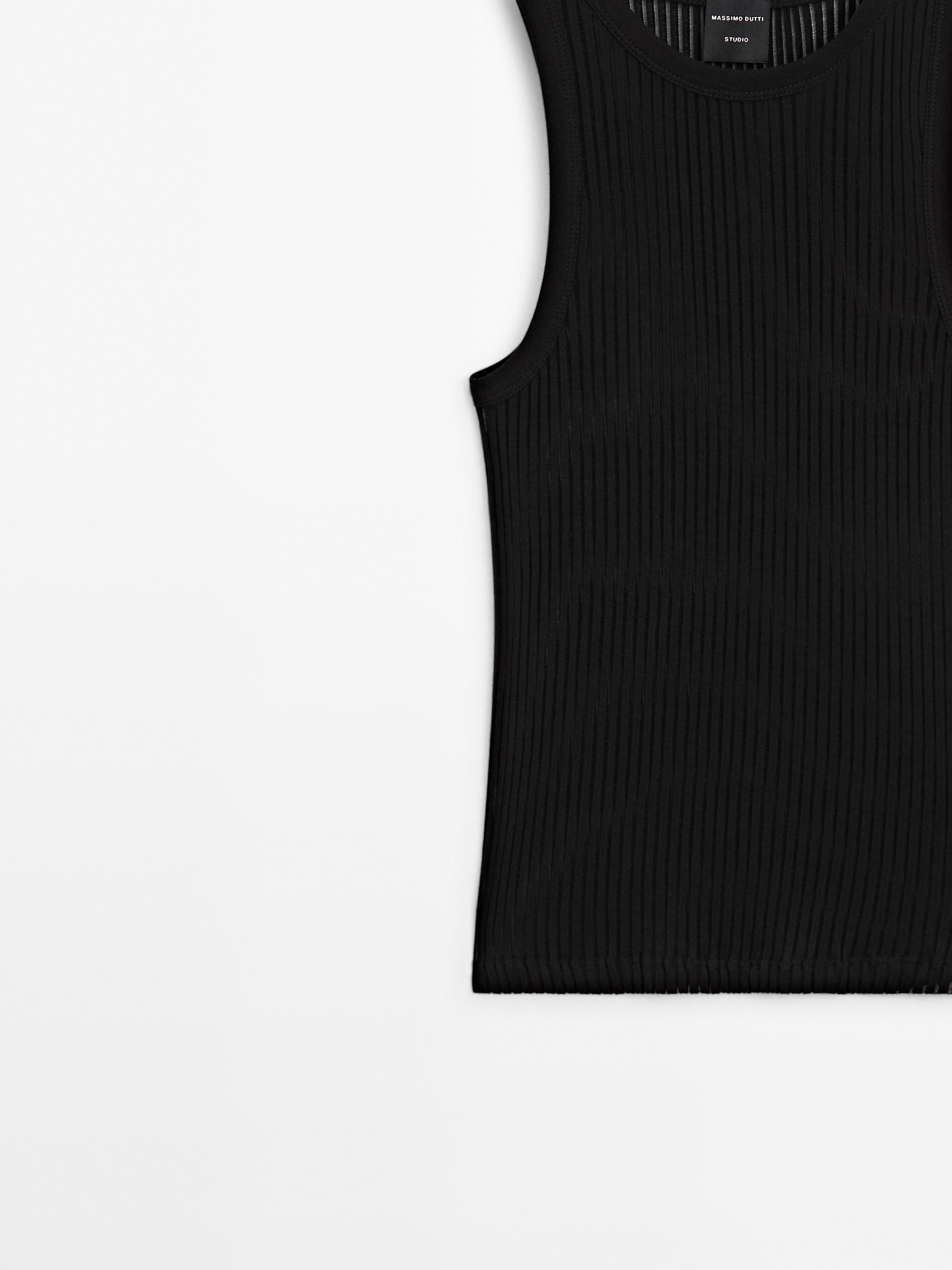 Sleeveless ribbed knit top - Studio - Black | ZARA United States