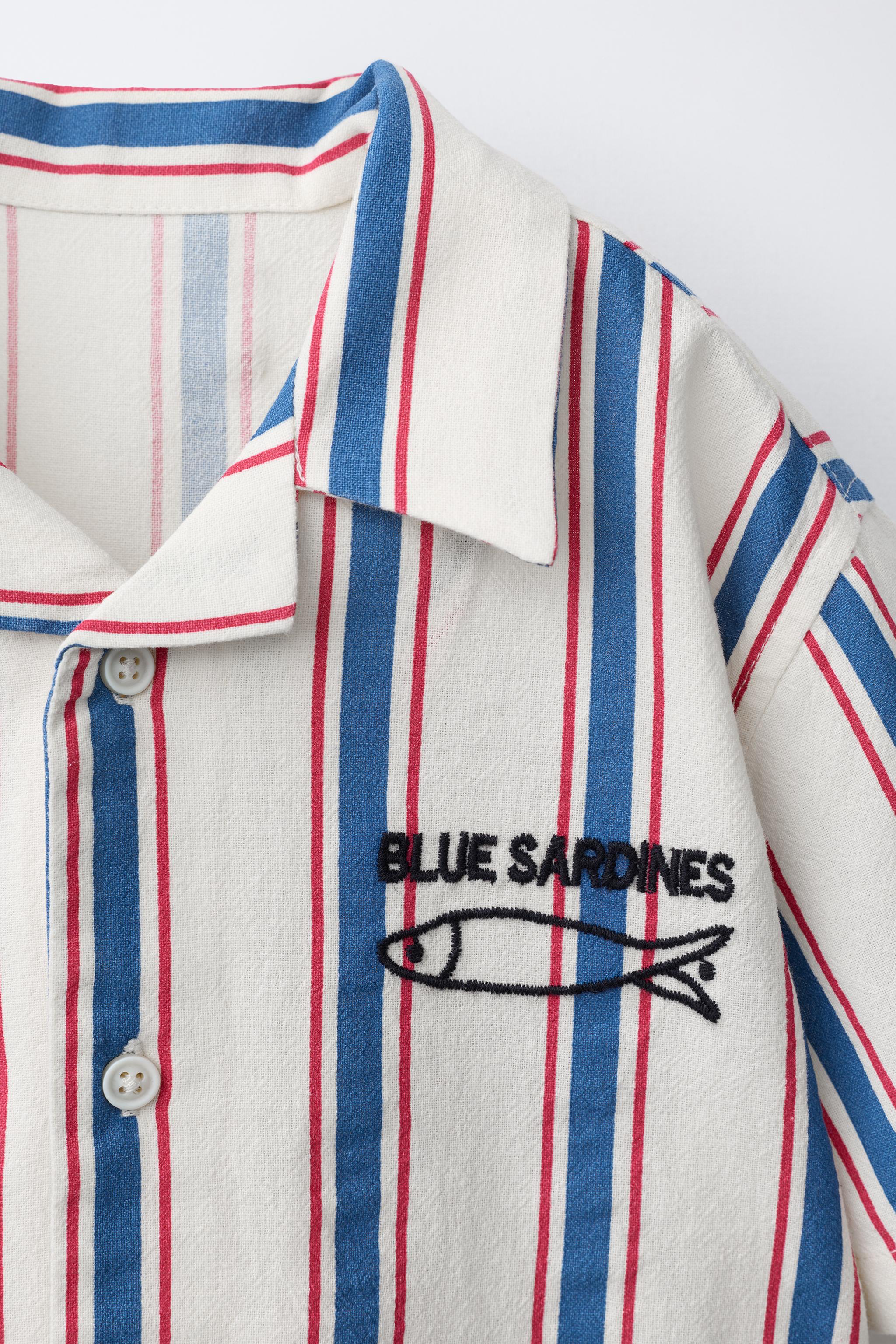 CHEMISE À RAYURES POISSON BRODÉ
