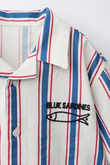 EMBROIDERED FISH STRIPE SHIRT - Ecru by Zara - Image 2