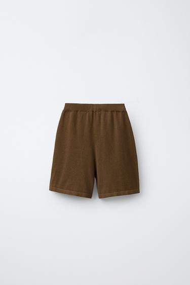 SHORT EN POINT LIN ET COTON - Tabac de Zara - Image 1