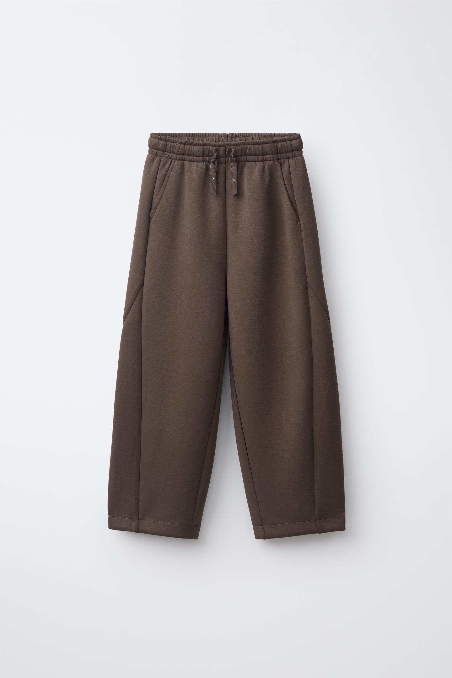 Детские брюки Zara Straight-Leg Sporty, цвет: Коричневый — фото 1