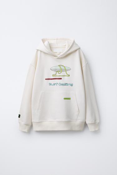SUDADERA ESTAMPADO SURF - Blanco roto de Zara - Imagen 0