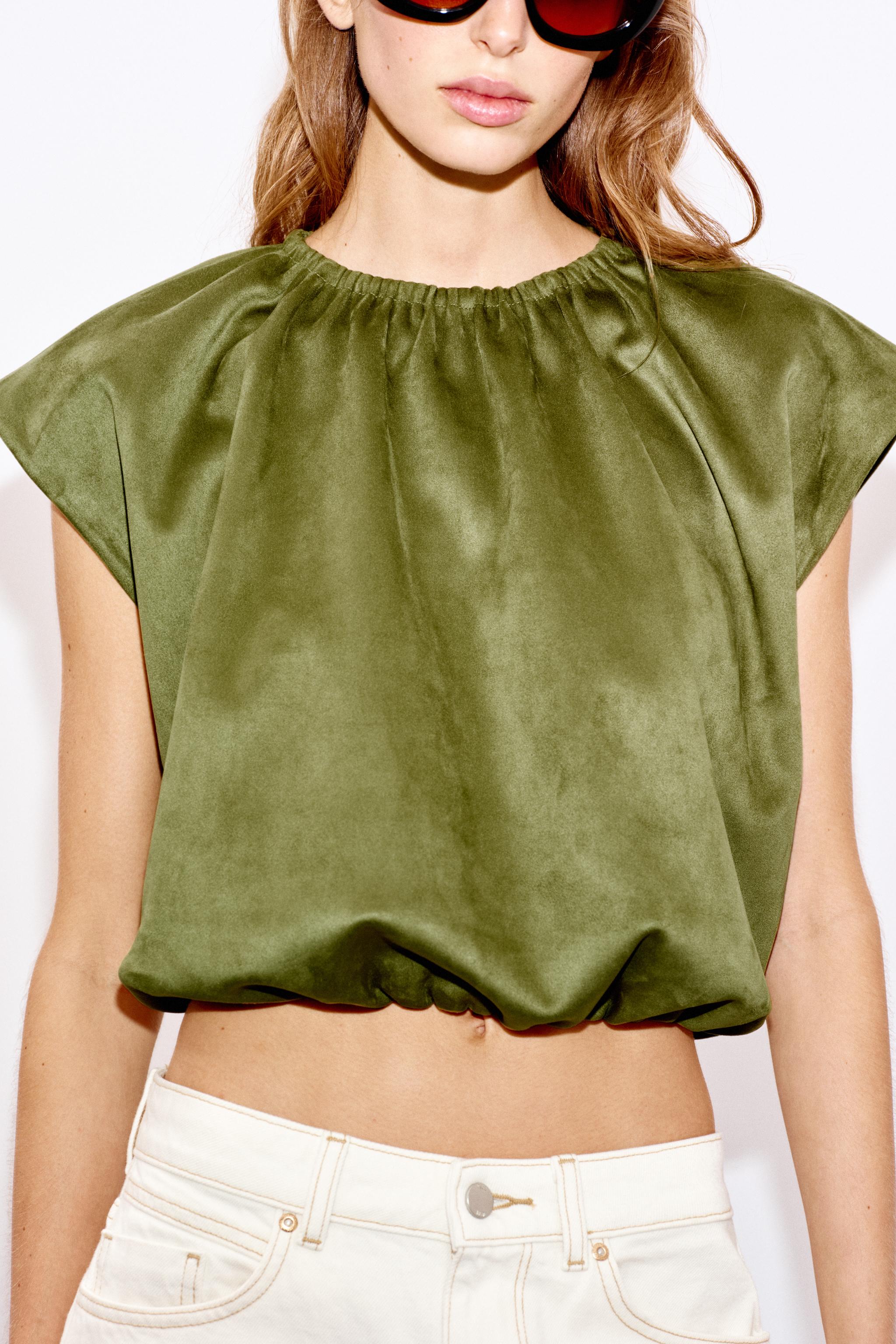 FAUX SUEDE BALLOON TOP