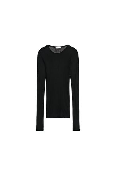 Zara SUPIMA® LONG SLEEVE T-SHIRT - Black