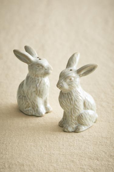 SET SALERO PIMENTERO GRES CONEJOS (SET DE 2) - Crema de Zara