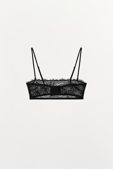LACE BANDEAU BRA — Black 1