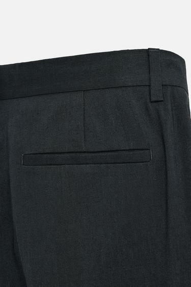 PANTALON DE COSTUME AVEC CHANVRE - LAINE - Bleu marine de Zara - Image 8