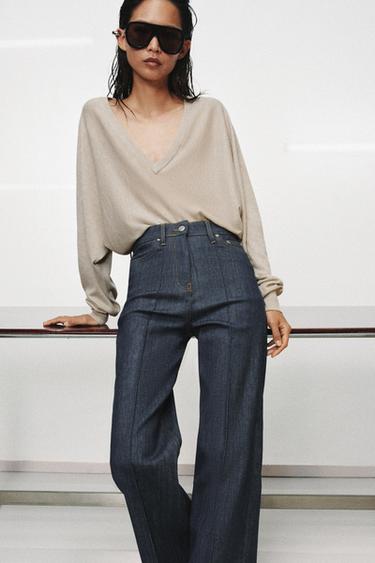 WOOL BLEND V-NECK JUMPER - Sand / Marl by Zara