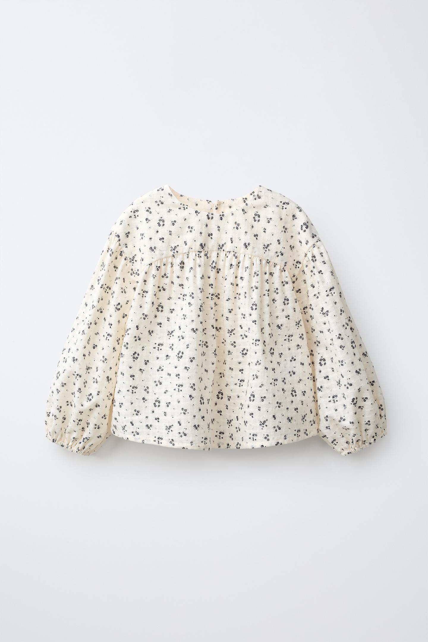Детская блузка Zara Printed Floral Blouse, цвет: Экрю — фото 2