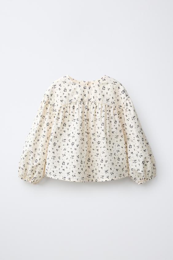 CAMISA ESTAMPADA FLORECITAS - Crudo de Zara - Imagen 0