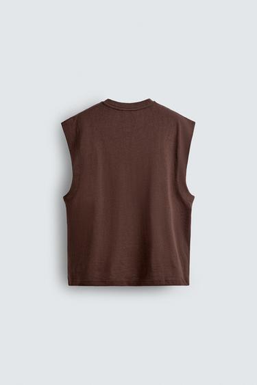 Zara RELAXED FIT TANK TOP - Brown