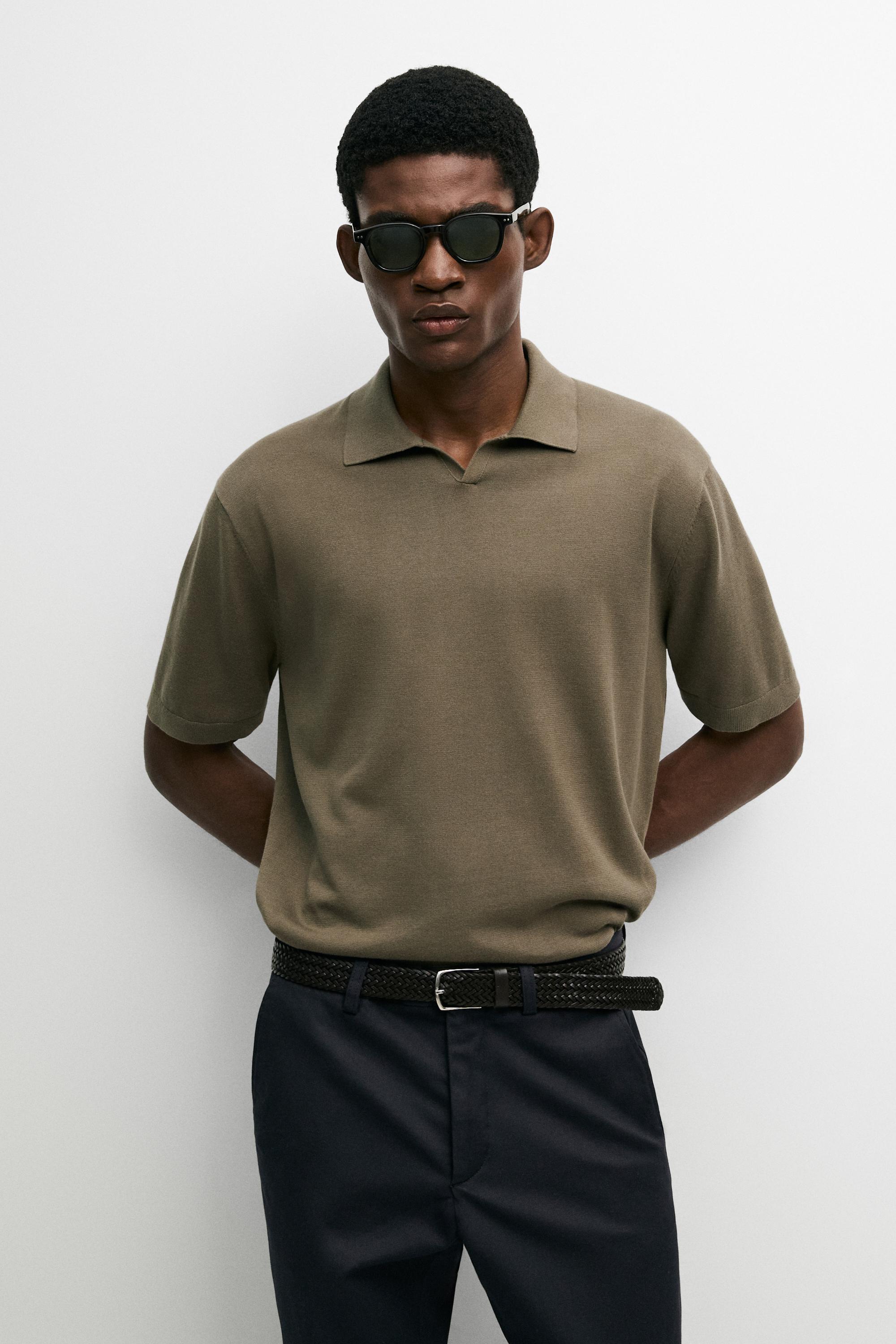 100% cotton V-neck knit polo — 549