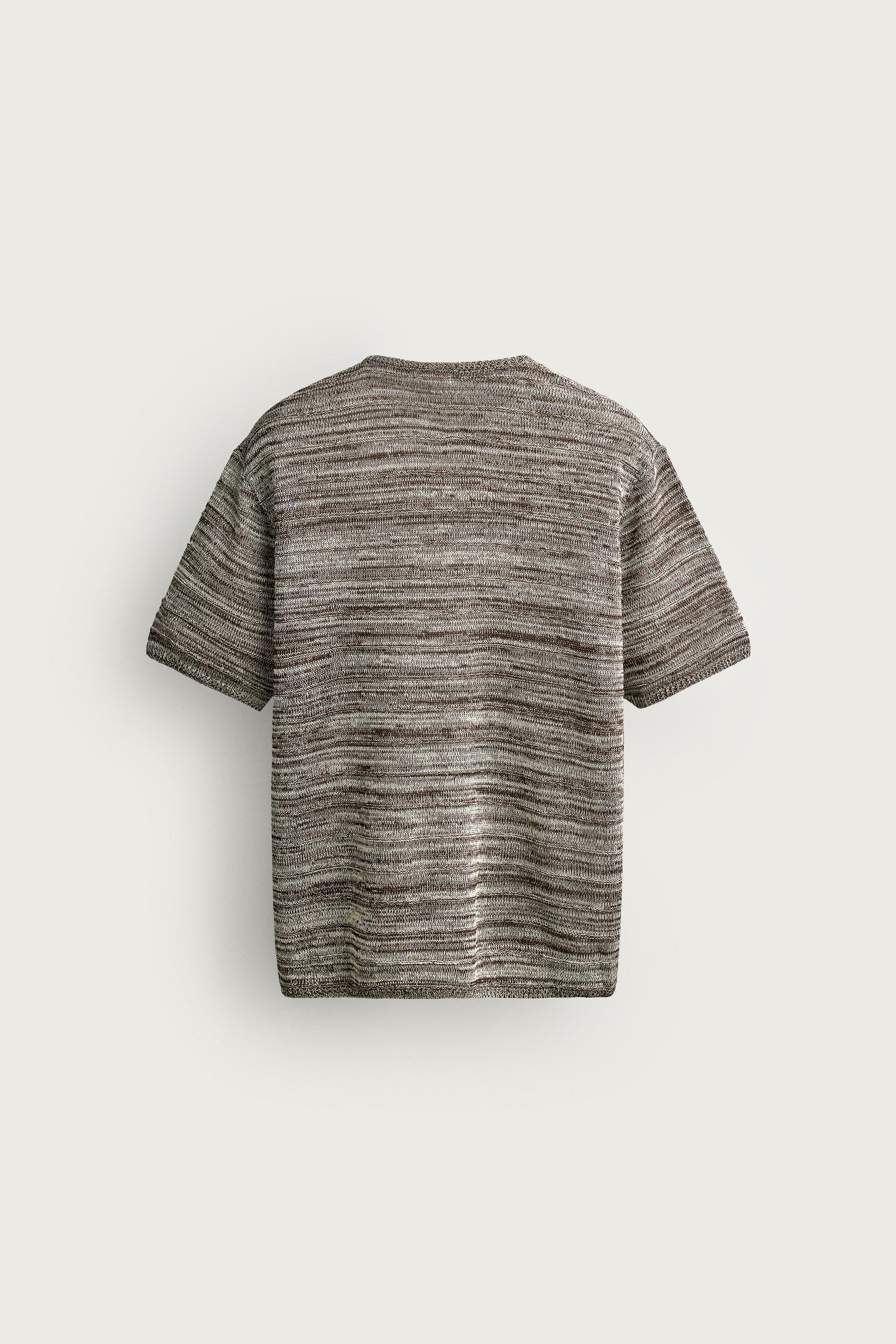 Мужские рубашки Zara KNIT HENLEY SHIRT — фото 8