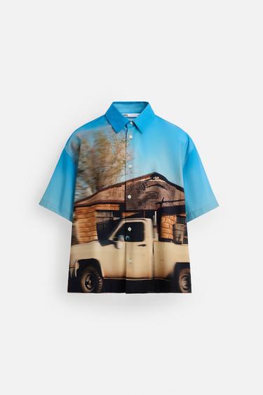 CAMISA ESTAMPADO FOTOGRÁFICO - Azul de Zara