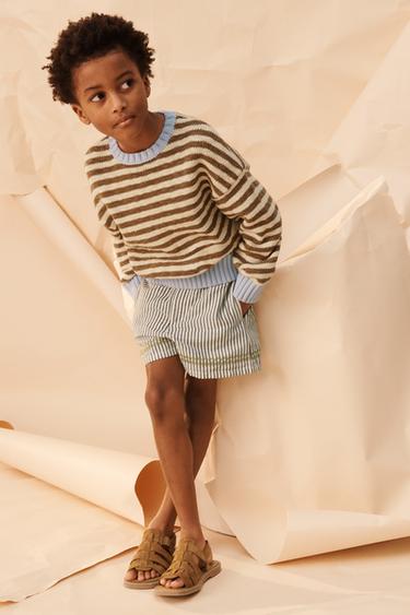 CONTRAST EMBROIDERED STRIPED BERMUDA SHORTS LIMITED EDITION - Black / White by Zara - Image 2