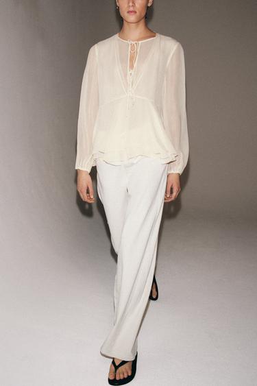 BLOUSE À VOLANTS ZW COLLECTION - Écru de Zara - Image 5