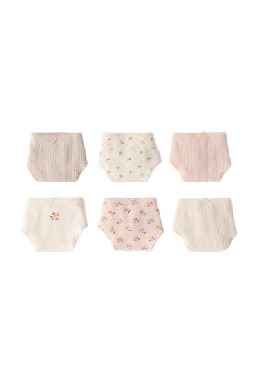 Zara AGES 6-14 / SIX-PACK OF FLORAL PRINT UNDERWEAR - Dusty pink