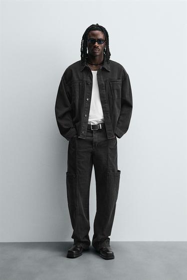 CAZADORA DENIM BOLSILLOS - Negro de Zara - Imagen 0