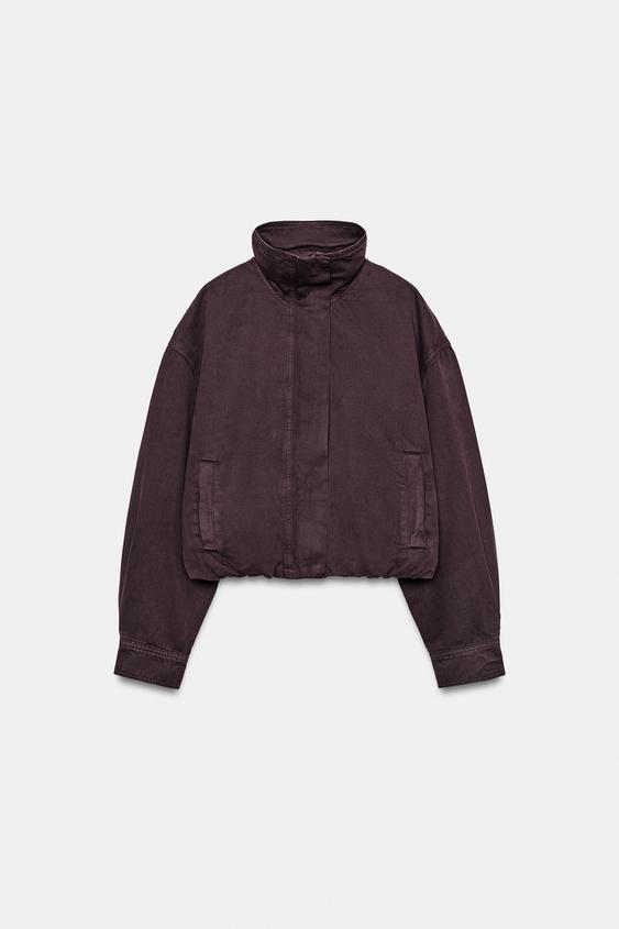 HIGH COLLAR JACKET - Aubergine by Zara - Image 0