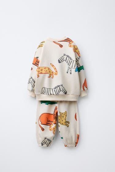 ANIMAL PRINT JOGGING SWEATSHIRT AND JOGGER TROUSERS SET - Ice by Zara - Image 1