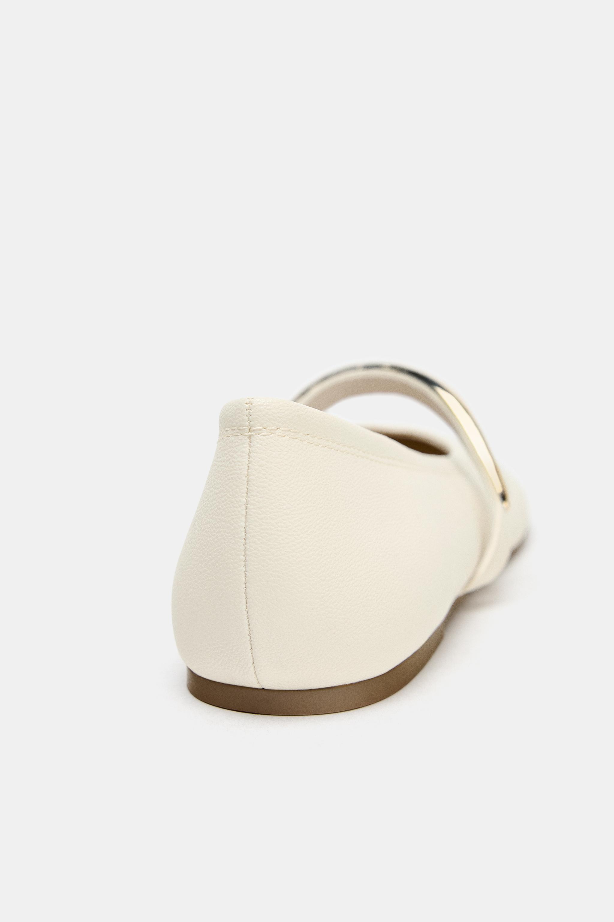 メタルストラップバレエシューズ - ホワイト | ZARA Japan / 日本 メタルストラップバレエシューズ - ホワイト | ZARA Japan / 日本