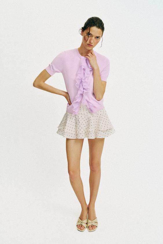 RUFFLED SHORT SLEEVE CARDIGAN from Zara - $49.90