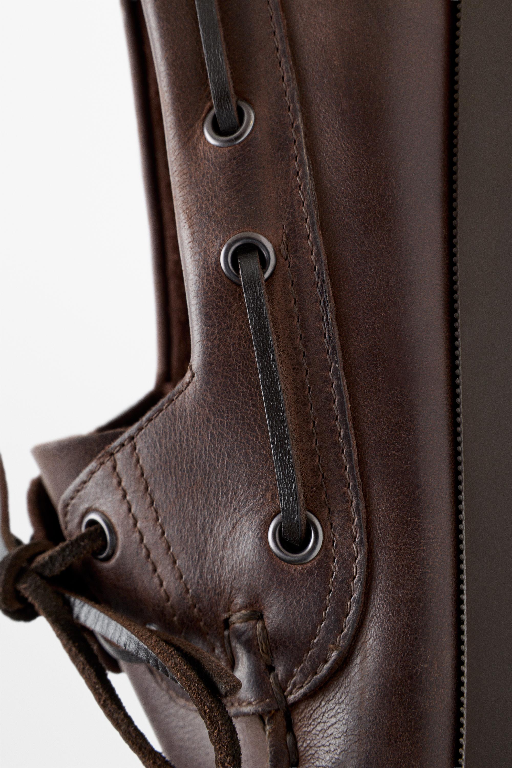 Oiled leather boat shoe