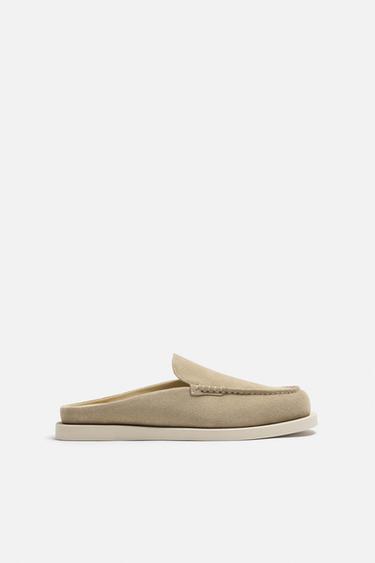 MOCASÍN PIEL DESTALONADO - Beige de Zara