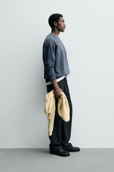 BASIC FADED CREWNECK SWEATSHIRT - Blue by Zara - Image 3